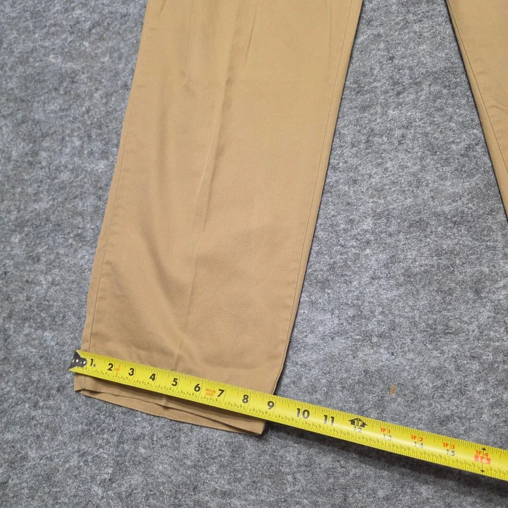 VTG Polo Ralph Lauren Mens Hammond Pant Cotton Tan 35x32 Pleated Chino Trousers‎